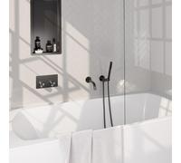 BRAUER Stripe Mitigeur thermostatique baignoire - boutons-poussoirs - SET 03 - encastré - bec - douchette à main barre - flexible de douche - coude mural - gunmetal brossé PVD 5-GM-363