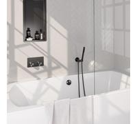 BRAUER Stripe Mitigeur thermostatique baignoire - boutons-poussoirs - SET 03 - encastré - combinaison remplissage baignoire - douchette à main barre - flexible de douche - coude mural - gunmetal bross