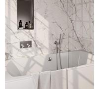 BRAUER Stripe Mitigeur thermostatique baignoire - boutons-poussoirs - SET 03 - encastré - combinaison remplissage baignoire - douchette à main barre - flexible de douche - coude mural - couleur inox b