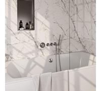 BRAUER Stripe Mitigeur thermostatique de baignoire - SET 01 - encastré - combinaison de remplissage de baignoire - douchette à main sur barre - flexible de douche - coude mural - couleur inox brossé P