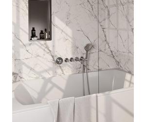 BRAUER Stripe Mitigeur thermostatique de baignoire - SET 02 - encastré - bec - douchette à 3 positions - flexible de douche - coude mural - couleur inox brossé PVD 5-NG-358