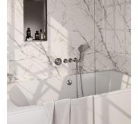 BRAUER Stripe Mitigeur thermostatique de bain - SET 02 - encastré - combinaison de remplissage de baignoire - douchette 3 positions - flexible de douche - coude mural - couleur inox brossé PVD 5-NG-36