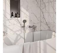 BRAUER Stripe Mitigeur thermostatique de douche SET 04 - en saillie - support mural - douchette 3 positions - flexible de douche - couleur inox brossé PVD 5-NG-343