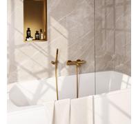 BRAUER Stripe Mitigeur thermostatique douche bain - SET 03 - apparent - support mural - douchette sur barre - flexible de douche - or brossé PVD 5-GG-342