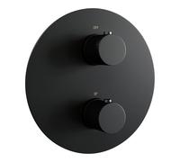 BRAUER Stripe Thermostat thermostatique encastrable 3 voies - rond - pièces d'encastrement et de finition - noir mat 5-S-354