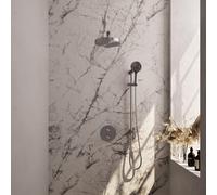 BRAUER Stripe Thermostatique Douche de tête encastrée - 3 voies - ronde - SET 46 - pomme de douche 25 cm - bras mural droit - douchette 3 positions - flexible de douche - barre coulissante intégrée -