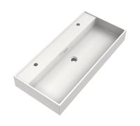 BRAUER Trust Ensemble de meuble - 100x52x46cm - 2 tiroirs - softclose - avec poignée - inox gunmetal brossé - lavabo en marbre minéral - 2 trous de robinet - blanc satiné - sunlit SW1203876/SW1200456/