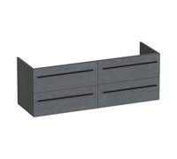 BRAUER Trust meuble sous lavabo 140 excl. poignées à poser 4 tiroirs softclose et 2 découpes pour siphon - Gris Bois OK-TR140TG