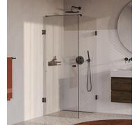 BRAUER Void Carving Cabine de douche - 80x100x200cm - porte battante - revêtement verre - réversible - verre clair - PVD gunmetal brossé GS-VOCC1H80100200GM