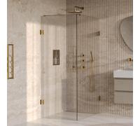 BRAUER Void Carving Cabine de douche - 80x120x200cm - porte battante - revêtement verre - réversible - verre clair - PVD or brossé GS-VOCC1H80120200GG