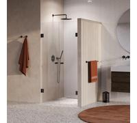 BRAUER Void Carving Porte battante - 100x200cm - revêtement verre - réversible - verre clair - PVD gunmetal brossé GS-VOCN4H100200GM