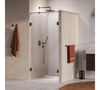 BRAUER Void Carving Porte de niche - 2 pièces - 100x200cm - porte battante 60cm côté mur - revêtement verre - réversible - verre clair - PVD gunmetal brossé GS-VOCN2H6040200GM