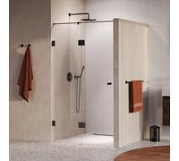 BRAUER Void Carving Porte de niche - 2 pièces - 110x200cm - porte battante 60cm sur verre - revêtement verre - réversible - verre clair - PVD gunmetal brossé GS-VOCN3H6050200GM