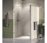 BRAUER Void Carving Porte de niche - 2 pièces - 110x200cm - Porte battante murale 60cm - revêtement verre - réversible - verre clair - Acier inoxydable brossé PVD GS-VOCN2H6050200NG