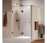 BRAUER Void Carving Porte de niche - 2 pièces - 130x200cm - porte battante 60cm sur verre - revêtement verre - réversible - verre clair - PVD gunmetal brossé GS-VOCN3H6070200GM