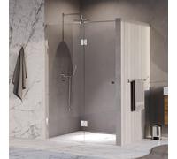 BRAUER Void Carving Porte de niche - 2 pièces - 130x200cm - porte battante 60cm sur verre - revêtement verre - réversible - verre clair - Chrome GS-VOCN3H6070200CE