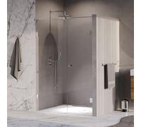 BRAUER Void Carving Porte de niche - 2 pièces - 130x200cm - porte battante de 60cm sur mur - revêtement verre - réversible - verre clair - Chrome GS-VOCN2H6070200CE