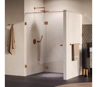 BRAUER Void Carving Porte de niche - 2 pièces - 140x200cm - porte battante de 70cm sur verre - revêtement verre - réversible - verre clair - cuivre brossé PVD GS-VOCN3H7070200GK