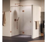 BRAUER Void Carving Porte de niche - 2 pièces - 160x200cm - Porte battante en verre 70cm - revêtement verre - réversible - verre clair - cuivre brossé PVD GS-VOCN3H7090200GK