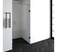 BRAUER Void porte de niche 2 parties verre clair 100x200 réversible avec porte battante 60 au mur incl. traitement anticalcaire du verre PVD coloris inox GS-VON2H6040200NG