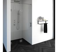 BRAUER Void porte de niche 2 parties verre transparent 110x200 réversible avec porte pivotante 60 sur verre incl. traitement du verre PVD couleur inox GS-VON3H6050200NG