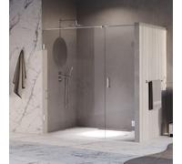 BRAUER Void Porte de niche - 2 pièces - 200x200cm - Porte battante murale 70cm - revêtement verre - réversible - verre clair - Chrome GS-VON2H70130200CE