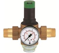 Braukmann D06 F Régulateur de pression à membrane pour eau potable, certifié DVGW, avec manomètre, tasse transparente 1/2" à 2" (3/4")