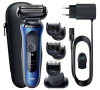 Braun Rasoir Électrique Pour Homme Series 6 61-B1500s, Etanche, Accessoire Tondeuse À Barbe EasyClick, SensoFlex, Technologie Wet et Dry, Rechargeable, Rasoir À Grille Sans Fil, Bleu