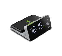 Braun Réveil numérique de avec écran LCD VA, Bloc de Charge Rapide sans Fil Qi 10W, réglage Automatique du rétro-éclairage, Configuration Rapide, Alarme sonore, en Gris, modèle BC21GEU.