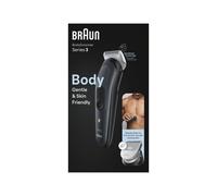 Braun BodyGroomer BG3340 Noir/Gris, Tondeuse Corps AC/Batterie NiMH, Autonomie 80min, Longueur 0.5-3mm, 3 Accessoires, Voyant de Charge