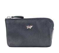 BRAUN BÜFFEL - Étui à clés en cuir de vachette véritable - Étui à clés étroit pour homme et femme avec fermeture éclair et 2 anneaux porte-clés - Trousse classique intemporelle - Noir élégant