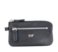 BRAUN BÜFFEL - Étui à clés en cuir de vachette véritable - Petite poche à clés pour homme et femme avec fermeture éclair et 2 anneaux porte-clés - Trousse classique intemporelle - Noir élégant