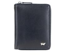BRAUN BÜFFEL Portefeuille pour homme en cuir de vachette véritable avec protection RFID, fermeture éclair, format portrait avec 8 emplacements pour cartes, noir élégant