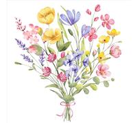 Braun & Company 1211-26021 Lot de 20 serviettes de printemps - 33 x 33 cm - 3 couches - En papier coloré - Avec motif de lapin et œufs et fleurs - Idéal pour la décoration de table de Pâques