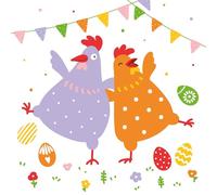 Braun & Company 1211-26302 Lot de 20 serviettes de printemps - 33 x 33 cm - 3 couches - En papier coloré - Avec motif de lapin et œufs et fleurs - Idéal pour la décoration de table de Pâques