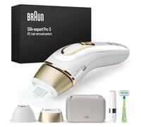 Braun Silk·expert Pro 5 Épilateur À Lumière Pulsée, Épilation Pour 1 An De Peau Douce, Alternative Au Laser, Avec Pochette, Tête De Précision, Mini-Rasoir Visage, Rasoir Venus, Blanc/Doré, PL5156
