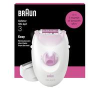 Braun Epilateur Electrique Femme Silk Epil 3 3-032, Rose - Etanche, Voyant Intelligent, sur Secteur, Coffret Epilation Facile avec Tête de Rasage, Sabot Tondeuse