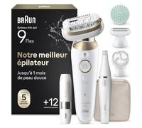 Braun Epilateur Electrique Femme Silk Epil 9, 9-681 3D FaceSpa, Blanc et Or