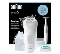 Braun Silk-épil 5, Épilateur Pour Épilation Facile, Étanche, Avec Tête De Rasoir Pour Femmes, Sabot Tondeuse, Tondeuse Pour Le Maillot, 5-251, Blanc/Gris