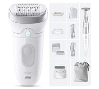Braun Epilateur Electrique Femme Silk Epil 7 7-241, Argent | Etanche, sans Fil, Embout Rouleau de Massage, Coffret Epilation avec Tondeuse Intime, Tête de Rasage