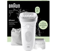 Braun Épilateur électrique Silk-épil 7 7-041 — tête large, Wet & Dry, blanc/argent