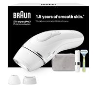 Braun Epilateur Lumiere Pulsee Pro 3 PL3136 Épilation Semi-Définitive Pour Jusqu'à 1 An De Peau Douce, Alternative Au Laser, Rasoir Gillette Venus, 3 Têtes Pour Épiler Jambes, Visage, Maillot Et Plus
