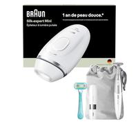 Braun Epilateur Lumiere Pulsee Silk Expert Mini PL1104, Blanc - Alternative au Laser à Domicile, Appareil Compact, Mini Rasoir Visage, Tondeuse Intime, Manche et Cartouche Gillette Venus