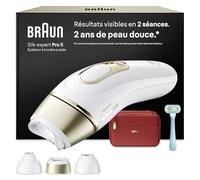Braun Epilateur Lumiere Pulsee Silk·expert Pro 5 PL5262, Blanc et Or | Alternative au Laser à Domicile, Filaire, avec Pochette, Rasoir Gillette Venus, 3 Têtes