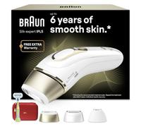 Braun Epilateur Lumiere Pulsee Silk·expert Pro 5 PL5262, Blanc et Or | Alternative au Laser à Domicile, Filaire, avec Pochette, Rasoir Gillette Venus, 4 Têtes