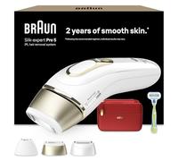 Braun Silk·expert Pro 5 Épilateur À Lumière Pulsée, Épilation Semi-Définitive, Alternative Au Laser Pour 1 An De Peau Douce, Avec Pochette, Rasoir Venus, 3 Têtes, Cadeau Pour Femme, Or/Blanc, PL5262