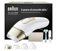 Braun Epilateur Lumiere Pulsee Silk·expert Pro 5 PL5442, Blanc et Or - Alternative au Laser à Domicile, Filaire, avec Pochette, Rasoir Gillette Venus, 4 Têtes