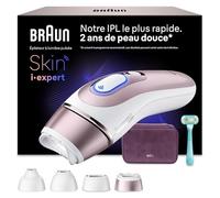 Braun Epilateur Lumiere Pulsee Smart Skin i·expert, Alternative Au Laser A Domicile, Réduction Semi-Définitive Des Poils, Avec Application, Pochette, Rasoir Femme Gillette Venus, 4 Têtes, PL7431