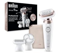 Braun Epilateur Pour Femmes Pour Les Jambes Et Le Corps Silk-épil 9 9-060 3D Avec Tête Flexible À 360°, Etanche, Sans Fil, Kit D'Epilation Tout-En-Un Comprenant Sabot Tondeuse Et Brosse Exfoliante