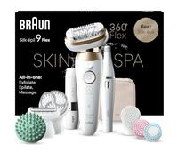 Braun Silk-épil 9 Flex SkinSpa, Épilateur Avec Tête Flexible À 360°, Étanche, Kit Tout-En-Un, Avec Épilateur FaceSpa et Mini-Rasoir Visage 9-681 3D, Blanc/Doré